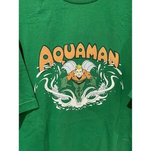 Y2K DC Comics Aquaman Spalsh Green Graphich Shirt Sz XL